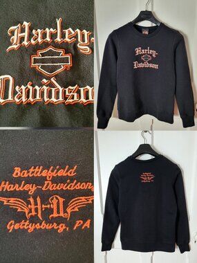 Harley Davidson Embroidered Crewneck Sweatshirt Black Gettysburg PA